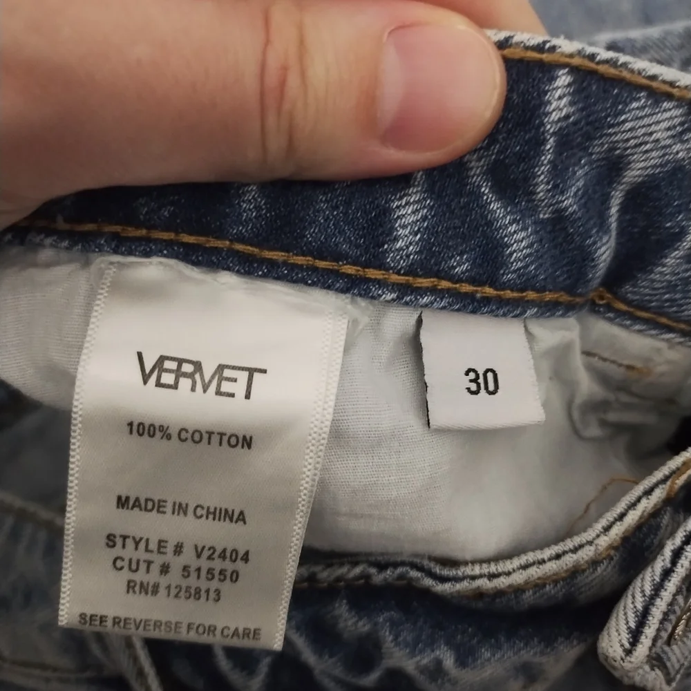 Vervet Blue Melody 90's Vintage High Rise Relaxed Non Stretch Crop Boho Jean 30 - Picture 10 of 10